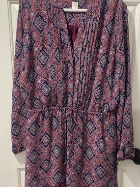 GAP Pink and Navy Geometric Print Romper - Size L TALL